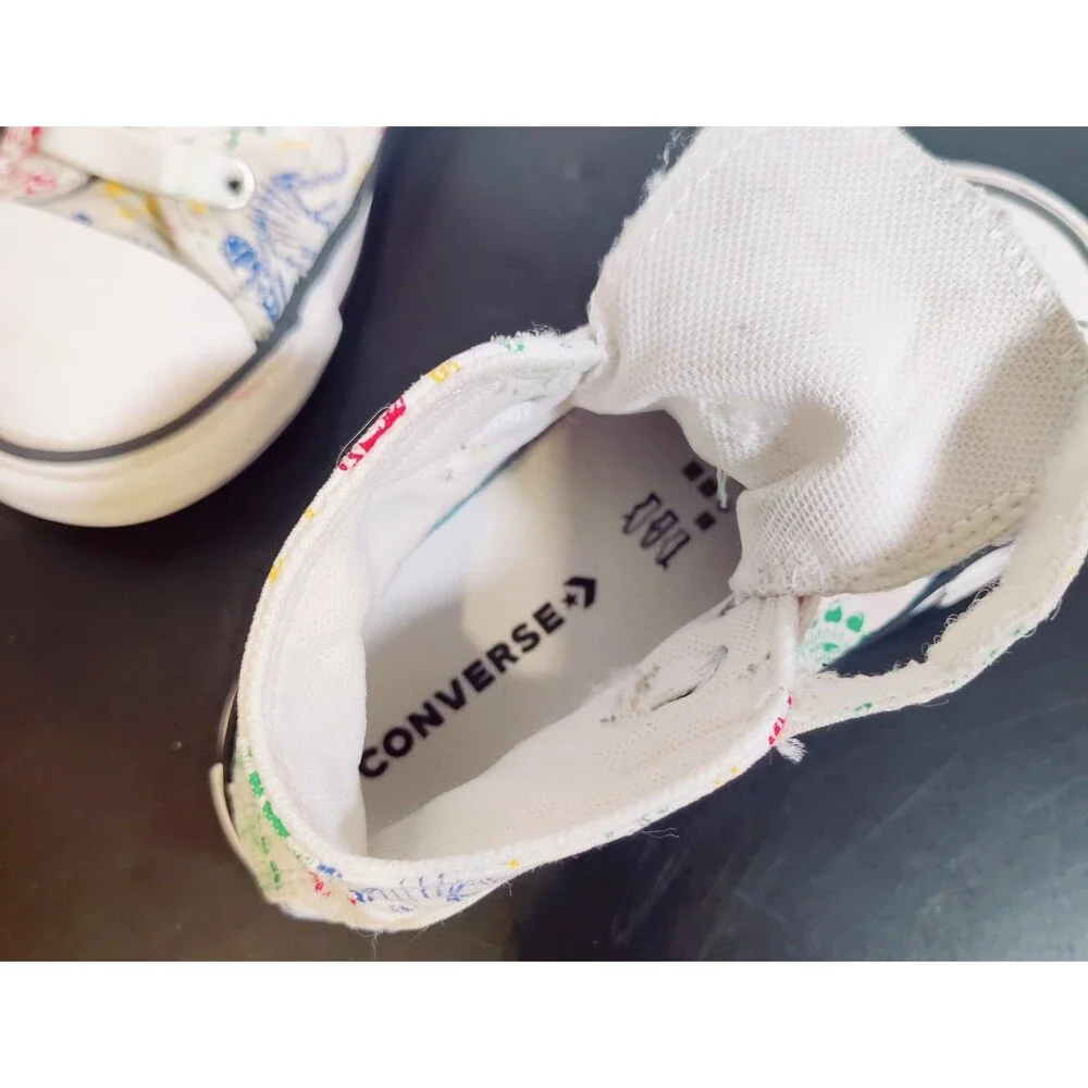 Converse Chuck Taylor TODDLER Size 2, Hi-Top White Dinosaur Bones Pre-owned